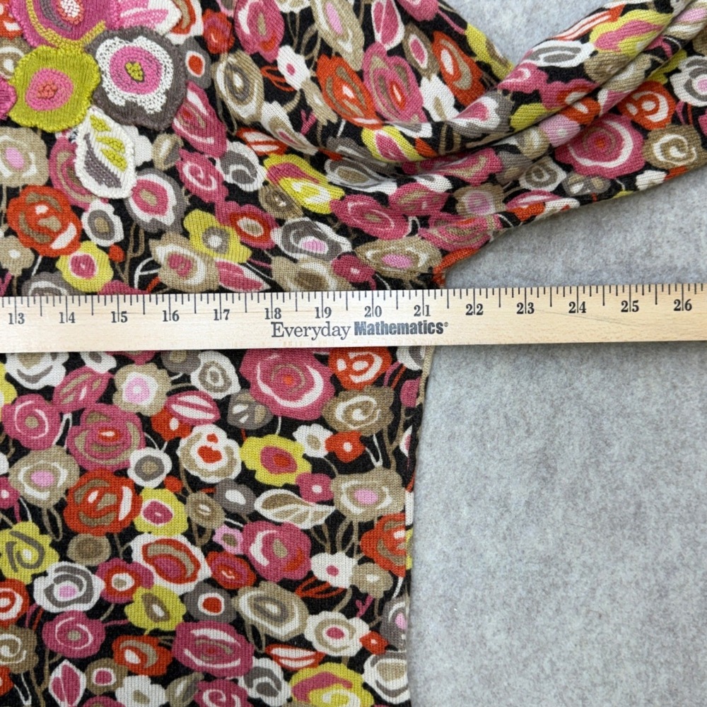 Sigrid Olsen Cardigan XL Pink Floral Silk Blend 3/4 Slv Boho Grandmacore Artsy - Picture 7 of 8
